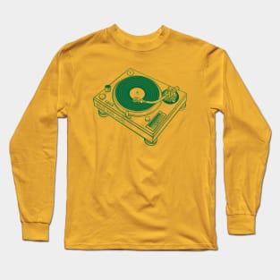 Turntable (Cadmium Green Lines) Analog / Music Long Sleeve T-Shirt